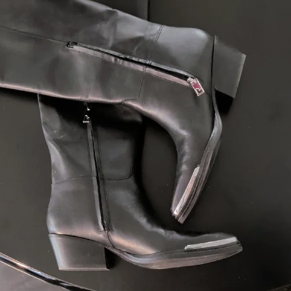 Franco Sarto Billie Black Heeled Boots Medium Width - Picture 5 of 8